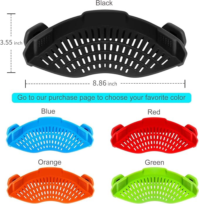 AUOON Clip On Strainer Silicone for All Pots and Pans, Pasta Strainer Clip on Food Strainer for Meat Vegetables Fruit Silicone Kitchen Colander - Image 5