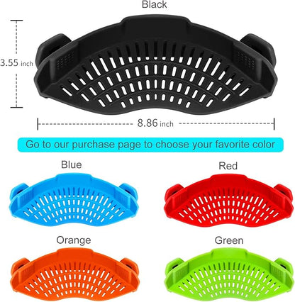 AUOON Clip On Strainer Silicone for All Pots and Pans, Pasta Strainer Clip on Food Strainer for Meat Vegetables Fruit Silicone Kitchen Colander - Image 5