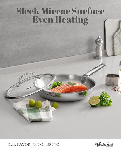 Stainless Steel Frying Pan Set,8"&10"&12" Tri-Ply Stainless Steel Pans,Skillet,Frying Pan Stainless Steel,PFOA&PTFE Free,Dishwasher&Oven Safe,Induction Compatible Steel Pans for Cooking