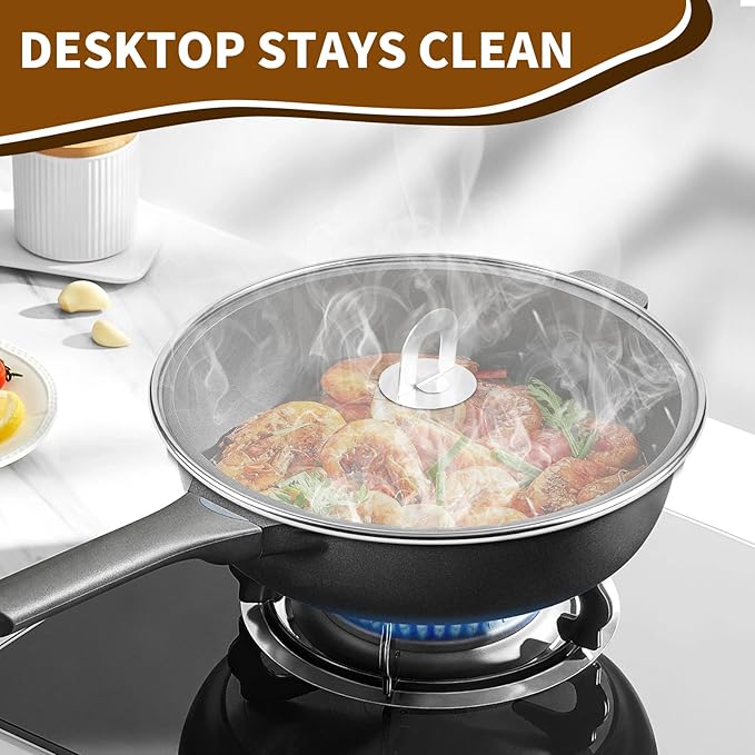 4-Pack Splatter Screens for Frying Pan - Stainless Steel Grease Splatter Guard with Foldable Knob