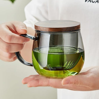 17 OZ Glass Tea Cup with Infuser and Lid, 500 ML Large Borosilicate Teacup, Clear Mug for Loose Leaf Tea, Blooming Tea, Tea Bags - Perfect Christmas or Birthday Gift for Women - Image 7