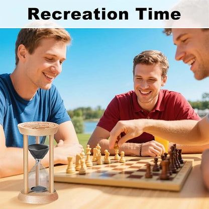 2 Minute Hourglass, 2 Min Wooden Sand Timer, Wood Sand Watch, Two Minute Mini Hour Glass, Reloj De Arena, Small Sandglass for Toothbrush Timer, Cooking, Decorative, Work, Game, Gift, Black
