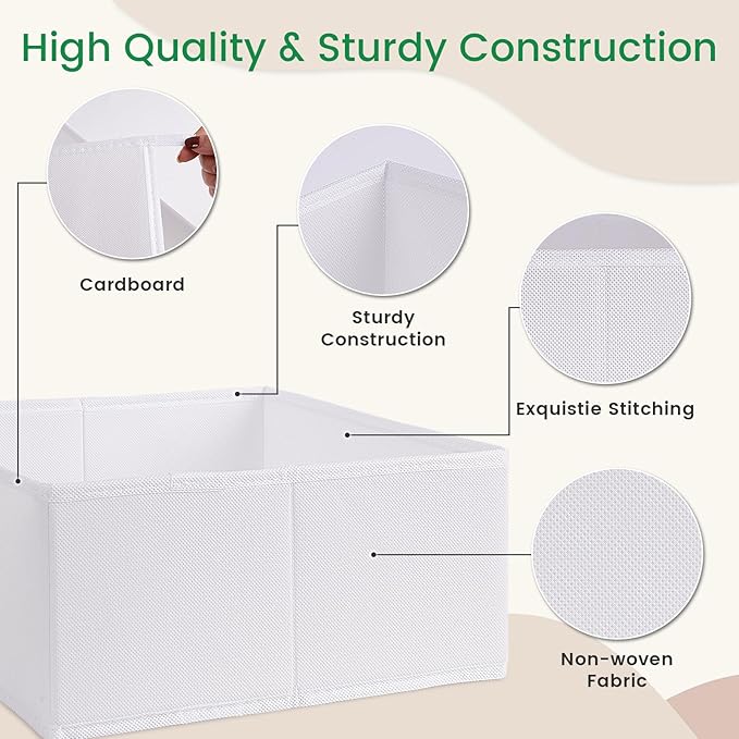 Criusia 16 Pack Underwear Drawer Organizer, Drawer Organizer Clothes, Foldable Cloth Storage Box Closet Dresser Drawer Divider Organizer for Clothes, Scarves (White) - Image 4