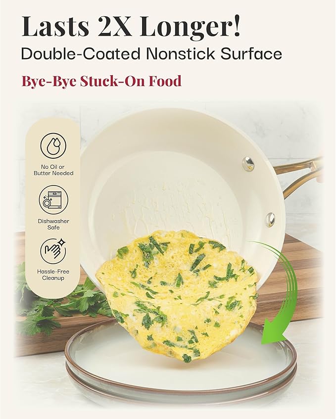 GOTHAM STEEL 10 Inch Non Stick Frying Pans Nonstick Frying Pan, Nonstick Pan, Cooking Pans, Non stick Skillet, Non-Stick Pan, 100% PFOA Free Ceramic Coating, Dishwasher Safe, Navy Cream