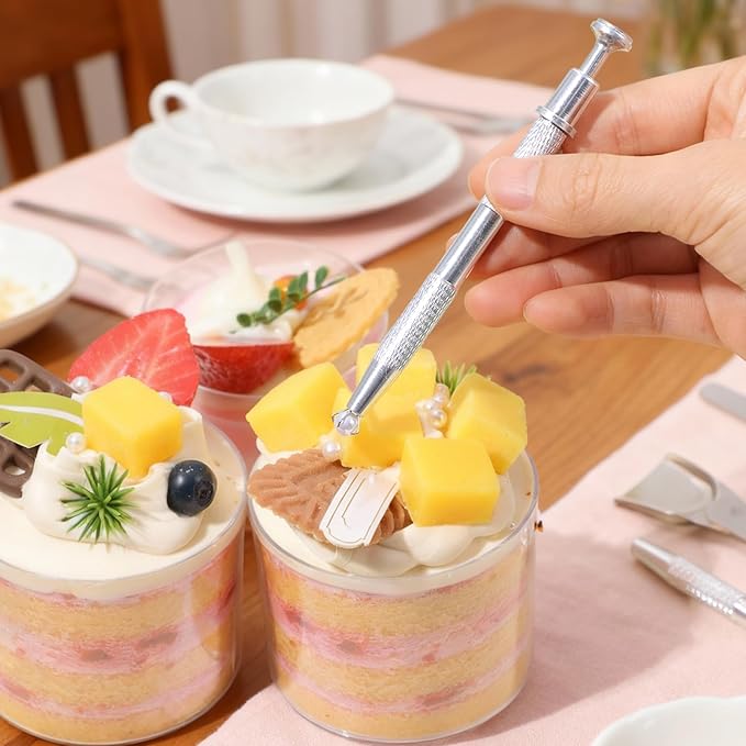 4 PCS Cake Decorating Tools Set, Stainless Steel Pearl Sprinkles Pen Pearl Grabber with 4 Claws & Tweezers with Shovel Head Spoon Sugar Cookie Decorating Supplies for Baking Cookies Cupcake Decoration