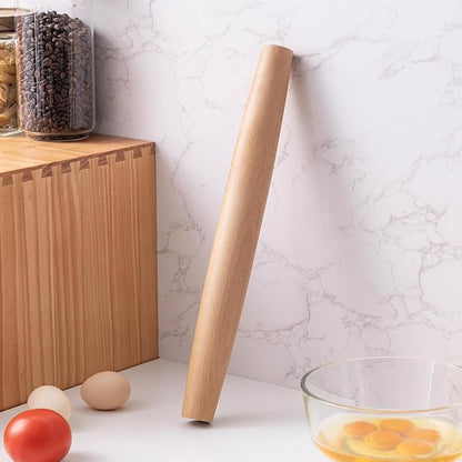 AISOSO French Rolling Pin, 15.75 Inches Wood Rolling Pins for Baking, Extra Long Classic Wooden Dough Roller for Fondant Pizza Pie Crust Cookie Pastry, Kitchen Baking Essentials, Light Yellow - Image 4