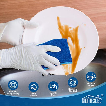 HOMEXCEL Sponges Kitchen 24pcs Non-Scratch for Dishes, Blue Scrub Cleaning Sponge for Non-Coated Cookware, Dishes, Pots, Pans, Dual Sided Dish Sponge for Kitchen, Household, Bathroom - Image 3