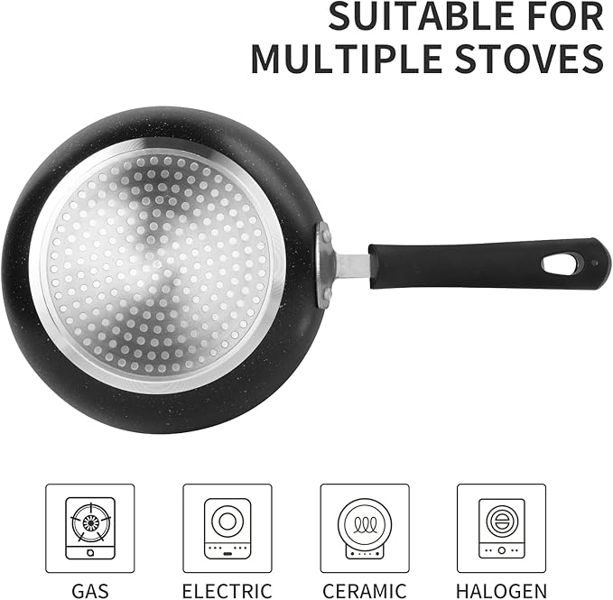 Nonstick Frying Pan Set-3-Pieces Skillet Set Induction Compatible,8 Inch,9.5 Inch and 11 Inch Omelette Pan with Bakelite Handles - Image 5