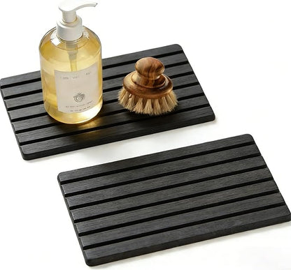 2 PCS Water Absorbing Diatomite Coasters, Stone Drying Mat for Kitchen Counter, Quick Dry Stone Mat Trays for Bathroom Kitchen Counter, Soap Dish Tray Used for Hand Soaps (Dark Gray-B, 8.3" x 4") by Unknown