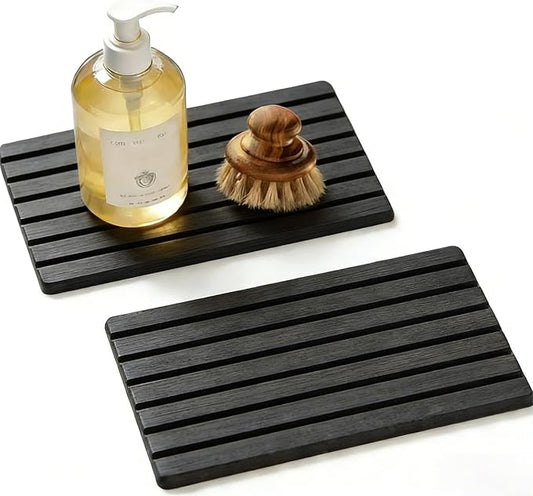 2 PCS Water Absorbing Diatomite Coasters, Stone Drying Mat for Kitchen Counter, Quick Dry Stone Mat Trays for Bathroom Kitchen Counter, Soap Dish Tray Used for Hand Soaps (Dark Gray-B, 8.3" x 4") by Unknown