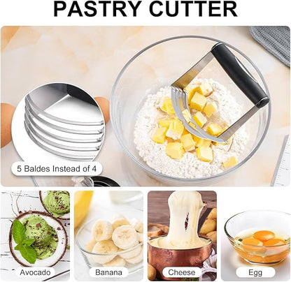 Pastry Cutter, Biscuit Cutter, Dough Scraper, Silicone Baking Mats, Stainless Steel Pastry Blender Set, Dough Cutter Biscuit Cutter Baking Pastry Mat Dough Blender Tools & Pastry Utensils (5 Pcs/Set) - Image 5