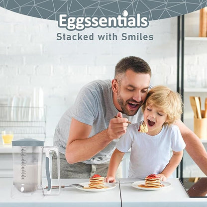 Eggssentials Pancake Dispenser – Easy Control Cake Mix Dispenser for Baking – Drip-Free Muffin & Cupcake Batter Dispenser with Handle – Great for Griddle Pancakes - Grey Color