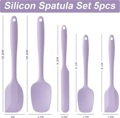 Silicone Spatula Set, 5 Piece Food Grade Rubber Spatulas for Baking, Cooking, and Mixing High Heat Resistant Non Stick Dishwasher Safe BPA-Free (Lavender) - Image 2