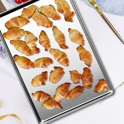 Baking Sheet Set of 5, Stainless Steel Cookie Sheet Baking Sheet Pan, 9/10/12/16/18 Inch, Non Toxic & Heavy Duty & Easy Clean，Duty Nonstick Bakeware Set for Oven Cooking - Image 4