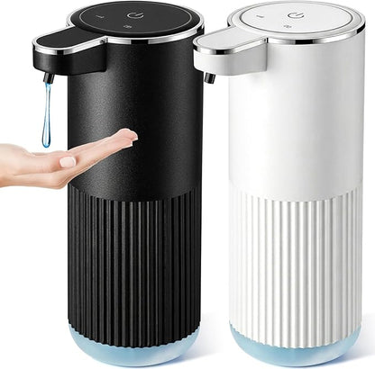 RYTOXILO Automatic Soap Dispenser, 2 Pack Black and White Touchless Liquid Soap Dispensers for Bathroom, 13.5 Fl Oz Plastic Electric Auto Dish Soap Dispenser Wall Mount for Kithcen