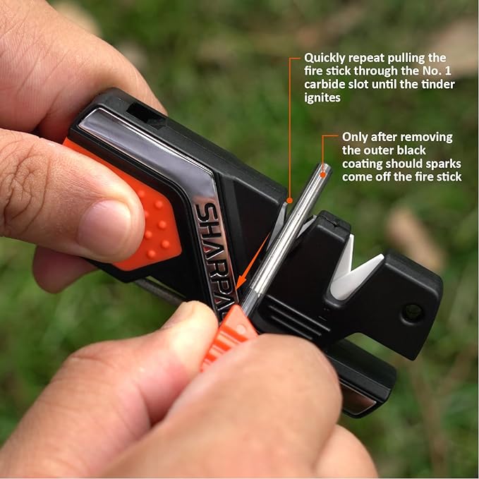 SHARPAL 101N 6-in-1 Pocket Knife Sharpener & Survival Tool – Diamond Sharpening Rod, Fire Starter Ferro Rod, Whistle – Sharpens Straight & Serrated Blades, Repairs & Hones Knives Mothers Day Gifts - Image 5