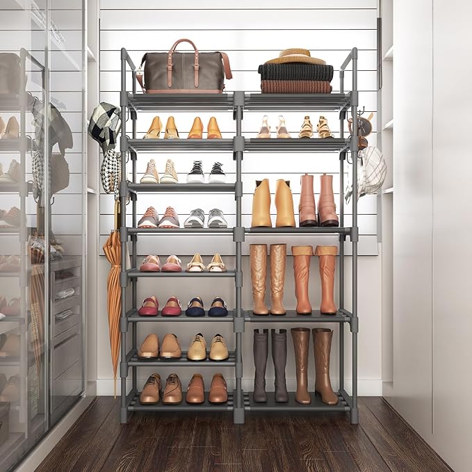 ROJASOP Shoe Rack, Shoe Storage Organizer for Closet Entryway Garage Bedroom, 8 Tier Tall Metal Shoe Shelf for 26-32 Pairs Boots & Shoes, Adjustable Shoe Stand for Small Space - Image 7