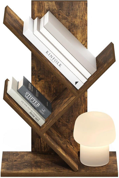 Furinno Tree Book Shelf, 3-Tier Bookshelf with Angled Open Shelf, Tree Bookcase for Room Decor, 8.4 x 15.7 x 21.3, for Organization and Storage, for Living Room, Bedroom, Home Office, Amber Pine | Furinno, Tree Bookshelf, 3-Tier, Floor Standing, Tree B... - Image 5