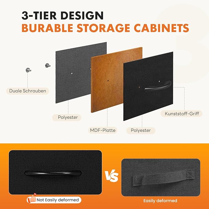 Sweetcrispy Dresser, Dresser for Bedroom Drawer Organizer Storage Drawers, Fabric Storage Tower with 8 Drawers, Chest of Drawers with Steel Frame, Wood Top for Living Room, Closet,Ink