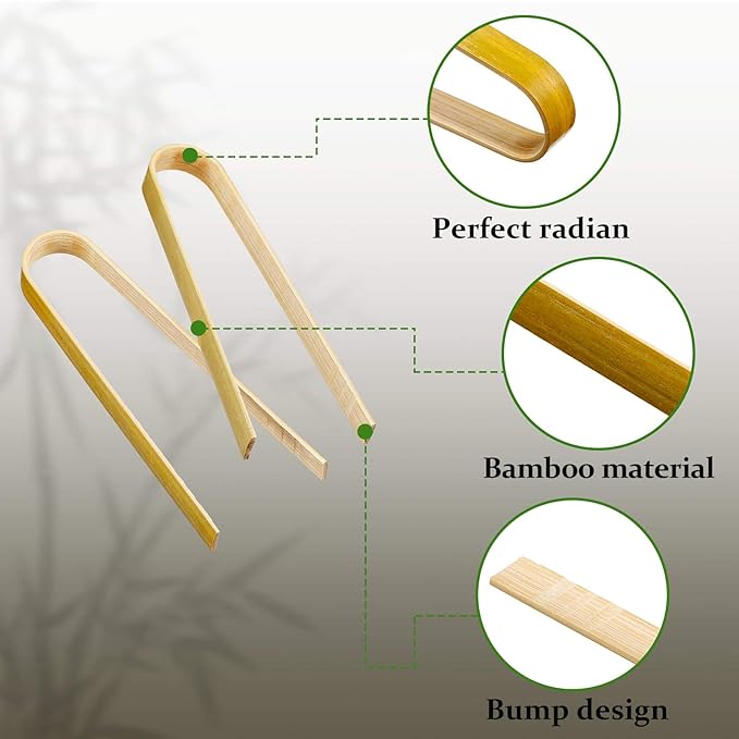 Patelai 90 Pieces Mini Bamboo Tongs Long Toast Tongs Disposable Wooden Cooking Bamboo Cooking Utensils for Toast Bread Pickles Tea Toaster Supplies (4.7 Inch) - Image 3