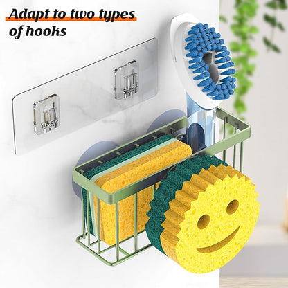MURLONG Sponge Holder Smiley Face,Sink Caddy,Sink Organizer with 2 Suction Cups/1 Adhesive Strips,Designed for Sponge,Soap,Dish Brush,Scrubber - Green - Image 3