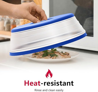 WVM Microwave Splatter Cover Vented for Food with Hook Hole, Splatter Guard & Colander Kitchen Gadget for Food, Meal Prep, Blue - Image 2