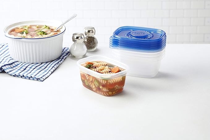 Glad GladWare Medium Rectangle Food Storage Containers with Lids, BPA Free Plastic for Soups Salads and Meal Prep, Airtight Leak Resistant, Microwave Dishwasher Freezer Safe, 24 Oz, 5 Count - 6 Pack - Image 10