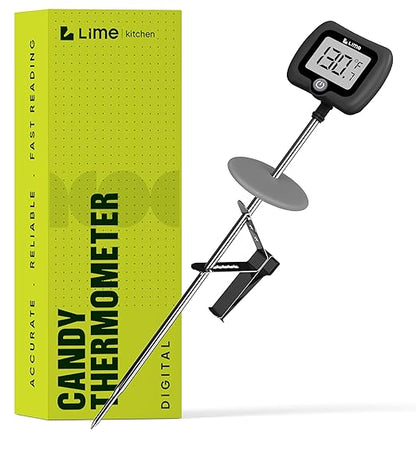 Digital Candy Thermometer with Pot Clip, 10" Long Stainless Steel Probe, Instant Read Kitchen Thermometer for Cooking, Baking, and Candy Making (Dark Gray) by Craft911byLIME