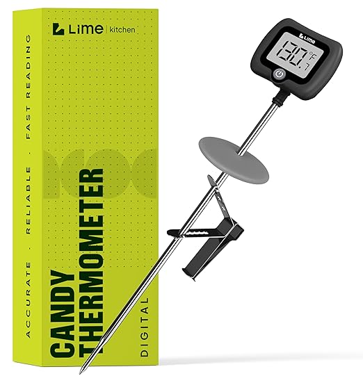 Digital Candy Thermometer with Pot Clip, 10" Long Stainless Steel Probe, Instant Read Kitchen Thermometer for Cooking, Baking, and Candy Making (Dark Gray) by Craft911byLIME