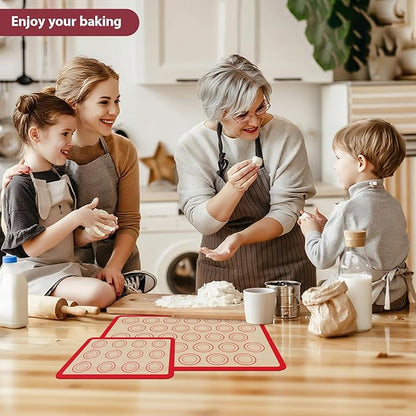 Macaron Silicone Baking Mats, 3 PCS Non Stick Macaroon Mat Silicone for Macarons, Cookie, Pastry, Red - Image 7