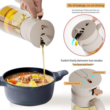 2026 New 19.6oz/580ml Olive Oil Sprayer for Cooking, Leak Glass Olive Oil Dispenser Bottle, 2 in 1 Oil Dispenser and Oil Sprayer, Switch Between Mist & Precision Pour for Air Fryer, BBQ, Salad,Baking - Image 5