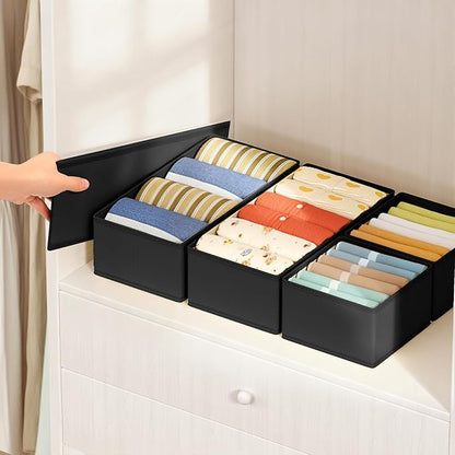 DIMJ Drawer Organizers Clothes, Set of 16 Dresser Organizer Bins, Fabric Closet Organizers and Storage, Shallow Drawer Dividers for Nursery, Clothing, Baby Clothes, Socks, Underwears, Tie (Black) - Image 3