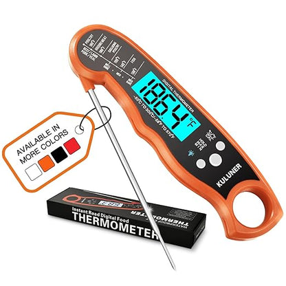 KULUNER TP-01 Waterproof Digital Instant Read Meat Thermometer with 4.6 Folding Probe Backlight Calibration Function for Cooking Food Candy, BBQ Grill, Liquids,Beef(Orange) by KULUNkitchentoolstheperfectcookingexpert