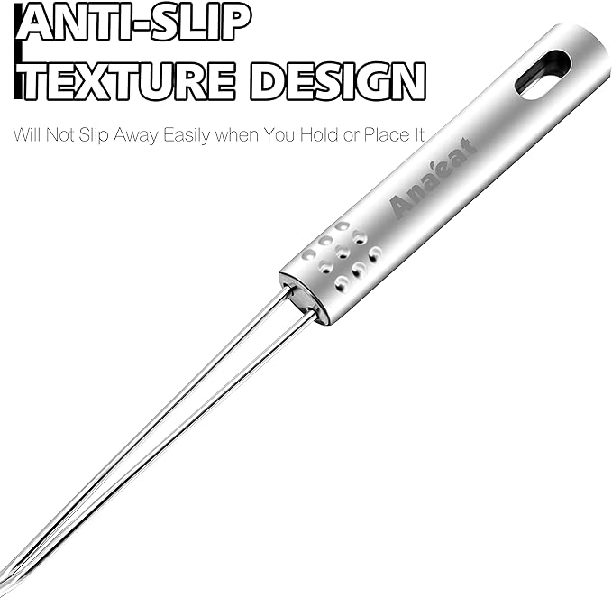 Anaeat Stainless Steel Spider Skimmer, Set of 3 Professional Kitchen Pasta Strainer Spoon with Long Handle - Asian Strainer Ladle Wire Skimmer Spoons for Cooking and Frying (4.5"+5.3"+6.1")