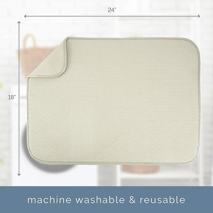 S&T INC. Dish Drying Mat XL, 18” x 24”, Absorbent Microfiber Kitchen Counter Mat, Drying Pad for Dishes, Utensils, Pots and Pans, Extra Large, Diamond Texture, Cream - Image 7