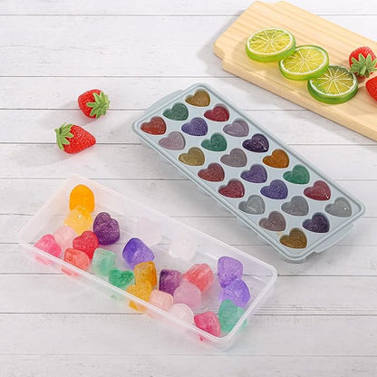 Heart Shaped Ice Cube Trays with Lid and Bins, Silicone Chocolate Mold, Easy Release Ice Trays, 24-Cavity Heart Molds for Ice Cubes, Gelatine, Baking and Candy - Image 6