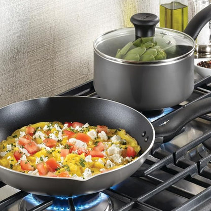 T-fal Initiatives Nonstick Cookware Set 6 Piece Oven Safe 350F Cookware, Pots and Pans, Oven, Broil, Dishwasher Safe Gray - Image 8