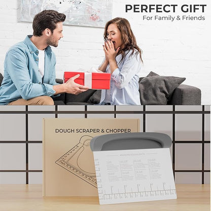 Bench Scraper Dough Cutter Tool - Pastry Scraper for Bread Cake Pizza, Bench Knife Kitchen Dough Scraper for Baking, Stainless Steel Food Scraper with Grip Handles & Measuring Scale, Grey - Image 6