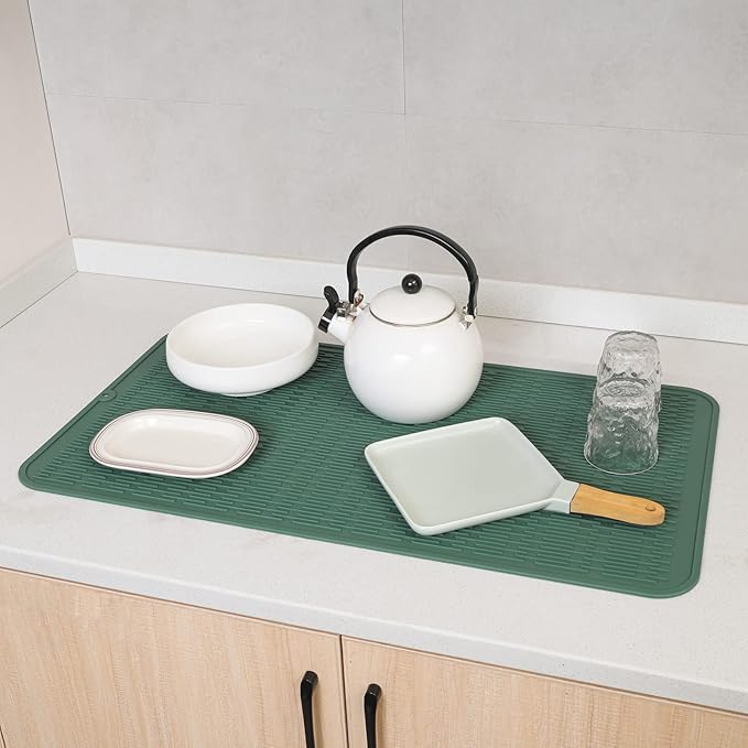 MicoYang Silicone Dish Drying Mat for Multiple Usage,Easy clean,Eco-friendly,Heat-resistant Silicone Mat for Kitchen Counter or Sink,Refrigerator or Drawer Liner Green 4XL 32 inches x 18 inches - Image 7