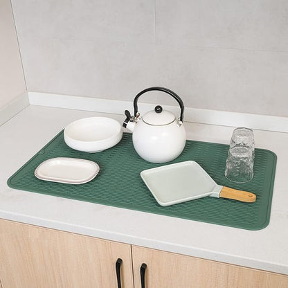 MicoYang Silicone Dish Drying Mat for Multiple Usage,Easy clean,Eco-friendly,Heat-resistant Silicone Mat for Kitchen Counter or Sink,Refrigerator or Drawer Liner Green 4XL 32 inches x 18 inches - Image 7