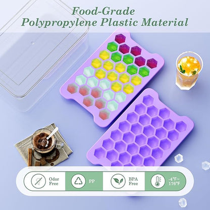 Mini Ice Cube Tray for Freezer: Small Plastic Ice Cubes Trays for Freezer with Box - Easy Release Stackable Mini Ice Cube Maker - Nugget Ice Trays for Freezer with Ice Container - Image 2