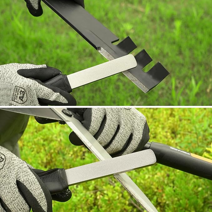 SHARPAL 121N Dual-Grit Diamond Sharpening Stone File Garden Tool Knife Sharpener Coarse 325 / Extra Fine 1200 Grit for Lawn Mower Blade, Axe, Hatchet, Hedge Shears, Chisels, Drills Mothers Day Gifts - Image 5