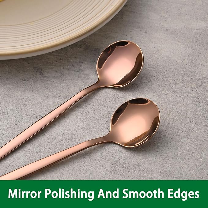 5.1Inch Stainless Steel Coffee & Tea Spoons Set,Rose Gold Teaspoon,Small Spoons For Dessert or Tea,Espresso Spoon For Cafe - Image 4