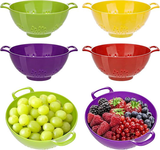 4 Pack Small Colander for Kitchen Mini Plastic Strainer Dish Safe for Veggies Berry Fruits Food 7.87 x 7.87 x2.83 Inch Dishwasher Safe