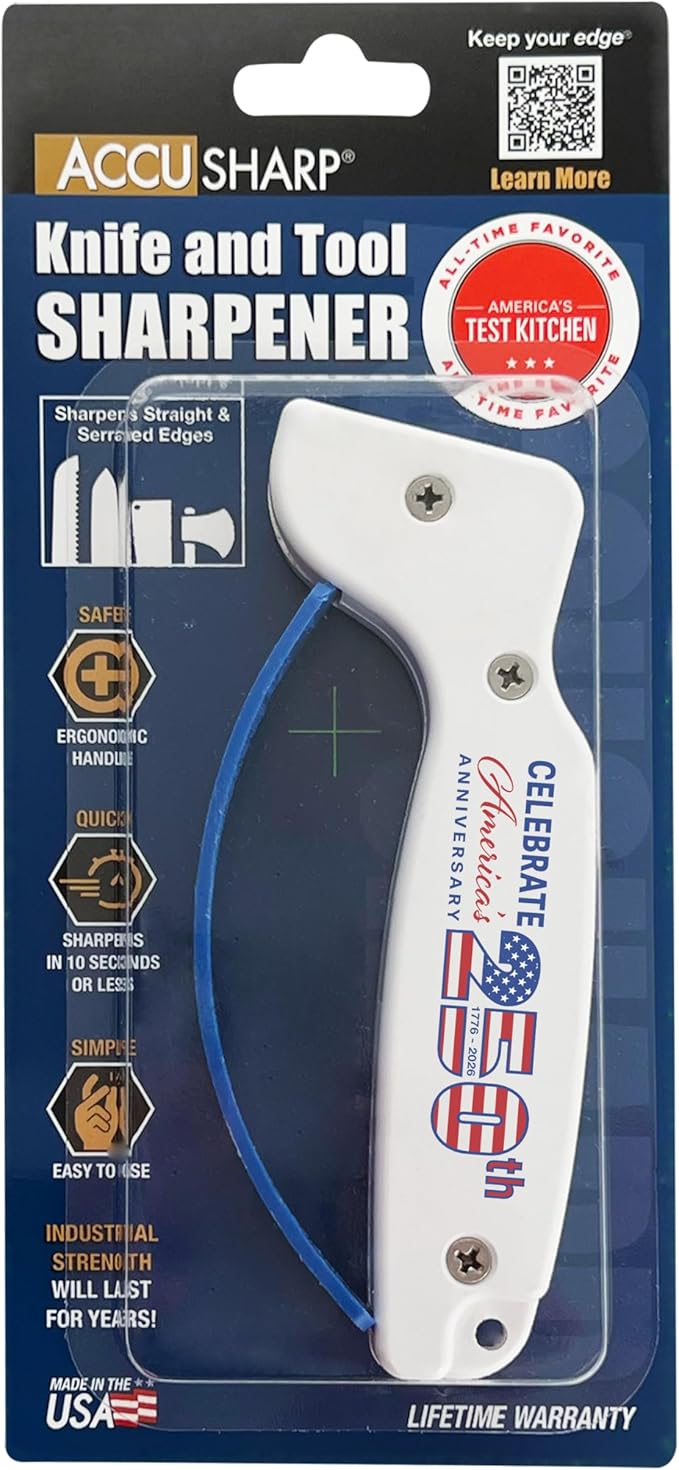 AccuSharp Knife Sharpener, Ergonomic Comfortable Handle, Compact & Easy to Use, Restore and Hone Straight & Serrated Knives, Celebrating America's 250th Anniversary - Image 4