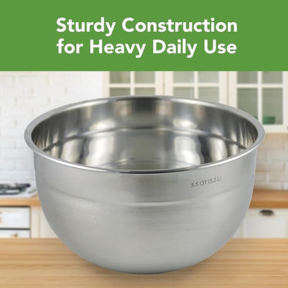 Tovolo Large Stainless Steel Mixing Bowl 5 Quart Metal Mixing Bowl for Baking Kitchen Prep with Easy Pour Rounded Lip, Dishwasher Safe Deep Metal Bowl Design for Salads, Popcorn, Kneading Bread Dough - Image 2