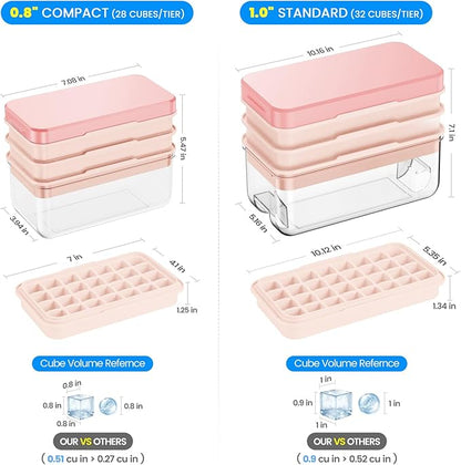 PHINOX Ice Cube Tray with Lid and Bin, 3 Pack Plastic Ice Cube Tray Molds, 84 pcs Ice Trays for freezer, Chilling Drinks, Whiskey & Cocktails, with Ice Container and Ice Scoop, BPA-Free - Image 5