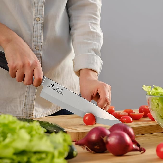 imarku Chef Knife 8-Inch Pro Japanese Kitchen Knife High-Carbon Stainless Steel Paring Knife Ergonomic Handle Rasor Sharp Single-Bevel Edge Birthday Gift for Men - Image 6