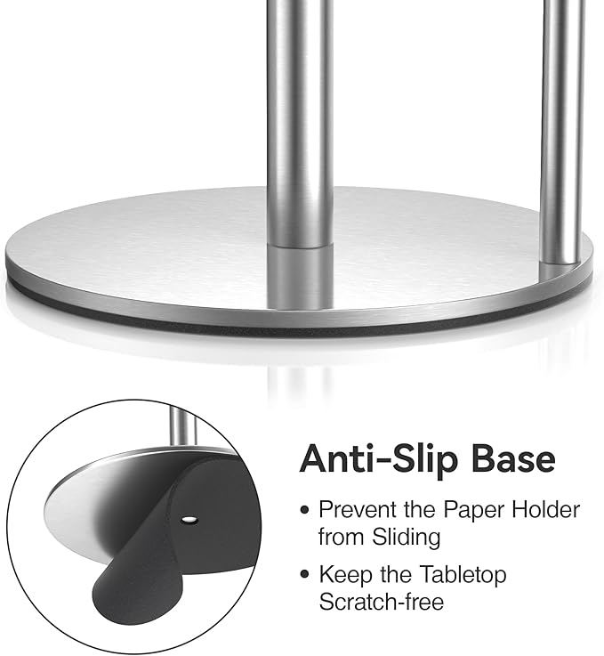 Paper Towel Holder Countertop, Stainless Steel, Silver, for Kitchen, Pantry, RV - Image 4