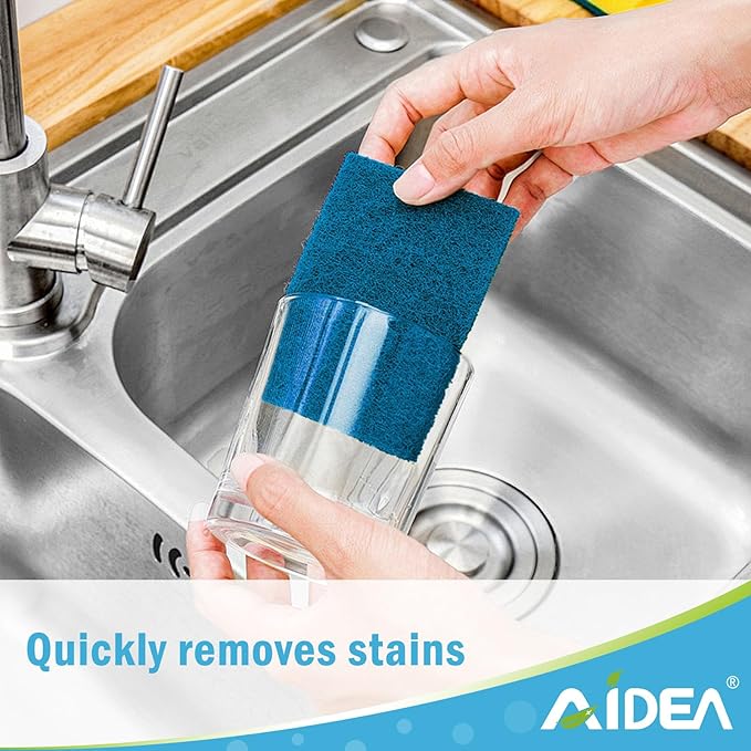 AIDEA Non-Scratch Scouring Pads, Dish Scrubber Pads for Household and Kitchen, Multipurpose Scour Pads for Cleaning, 24 Pack, 5.5in*3.5in - Image 4
